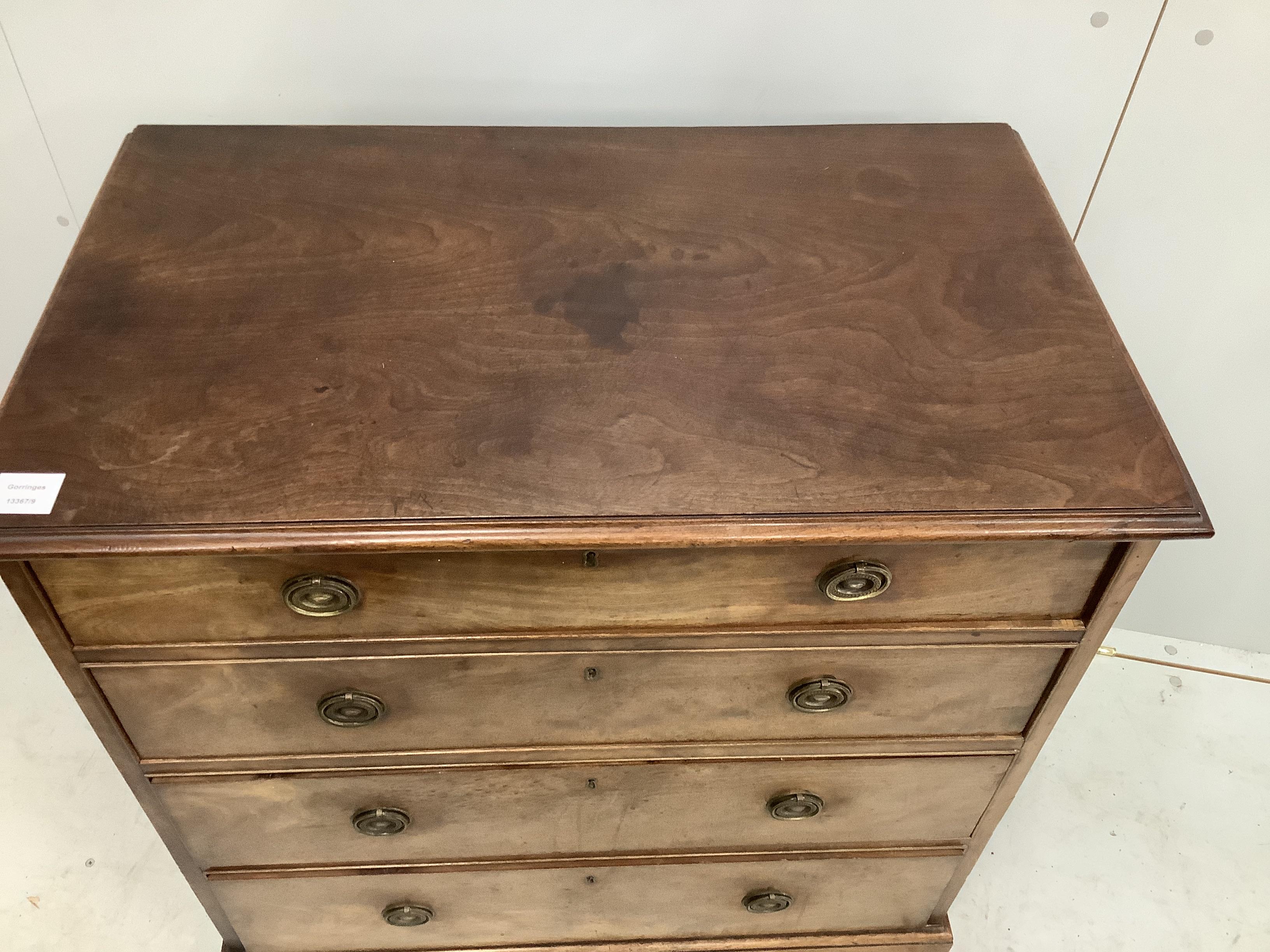 A George IV mahogany chest of four drawers, width 80cm, depth 47cm, height 84cm